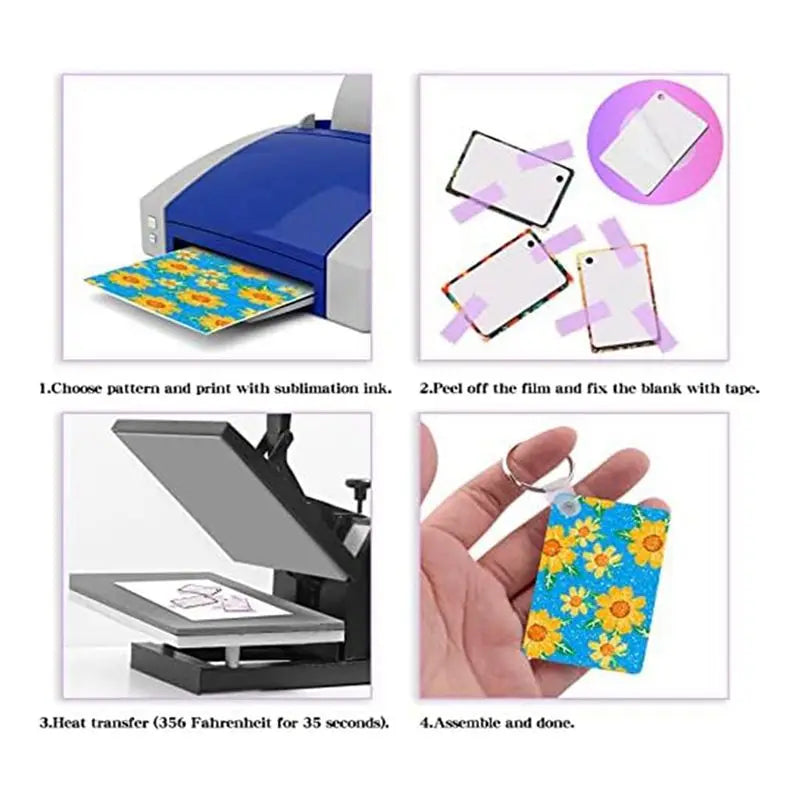 100-Pack Rectangle MDF Sublimation Keychain Blanks – Double-Sided