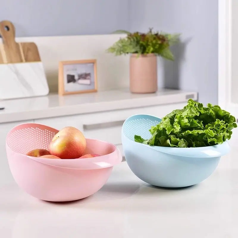 Rice Washer Colander Bowl – Plastic Drain Basket Strainer