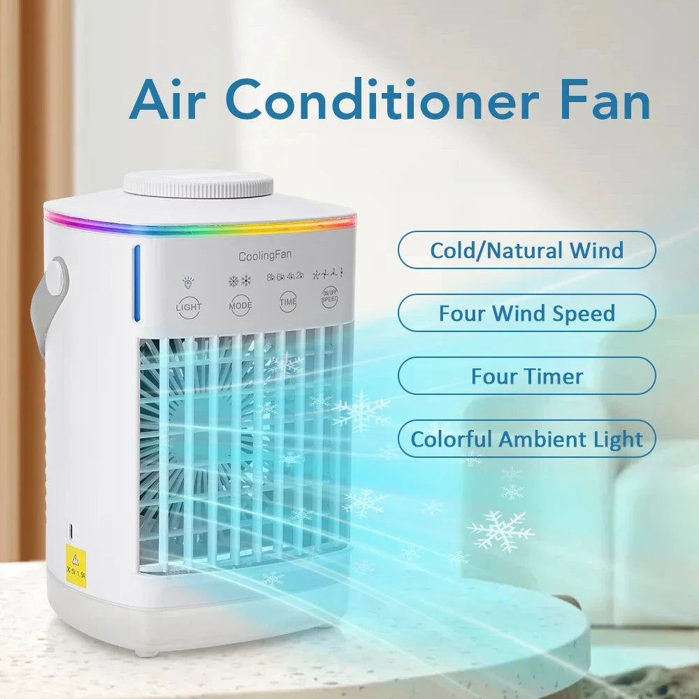 Desktop Air Cooler Fan with LED Light & Misting Humidifier