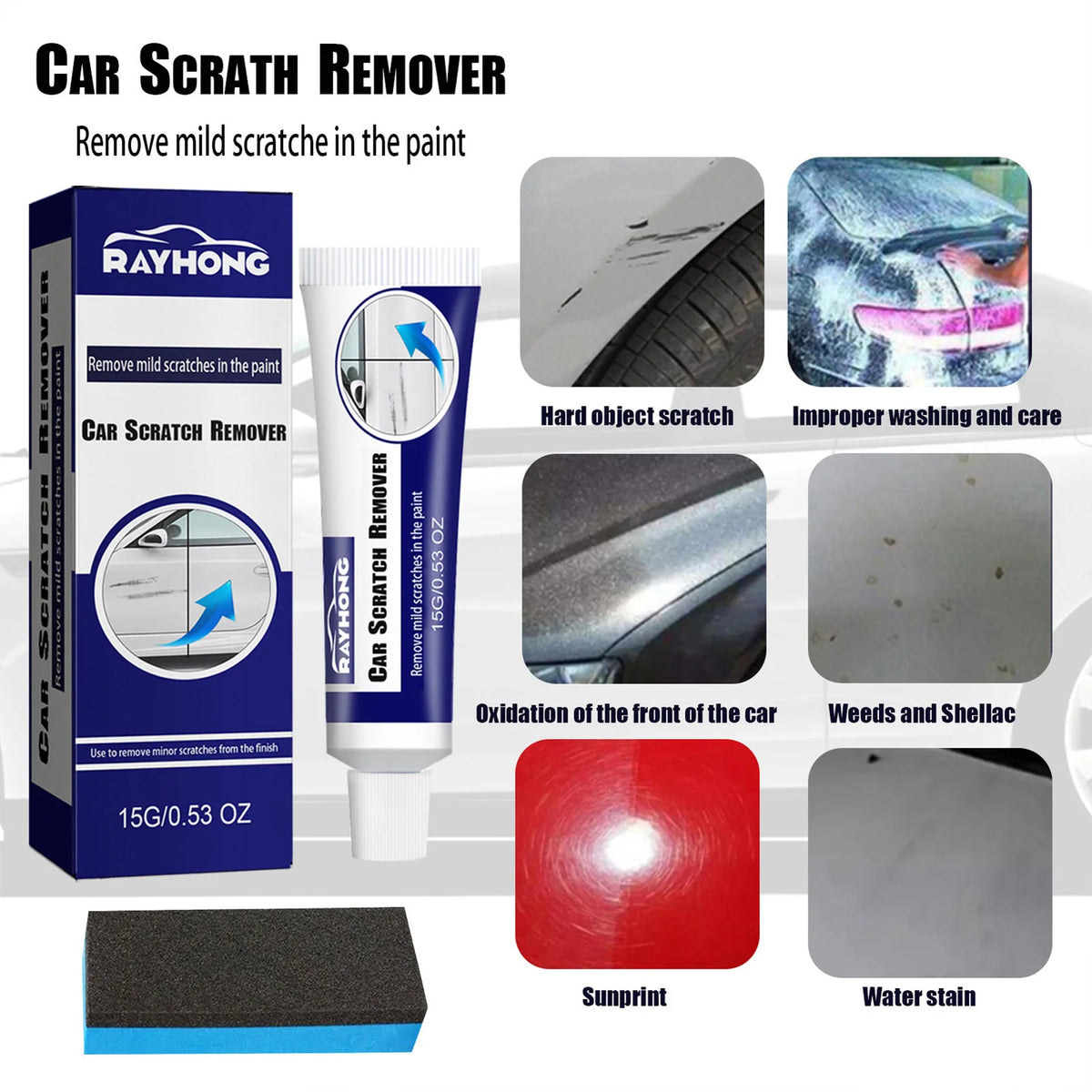 Car Scratch Remover Paste with Sponge – All Paint Finishes