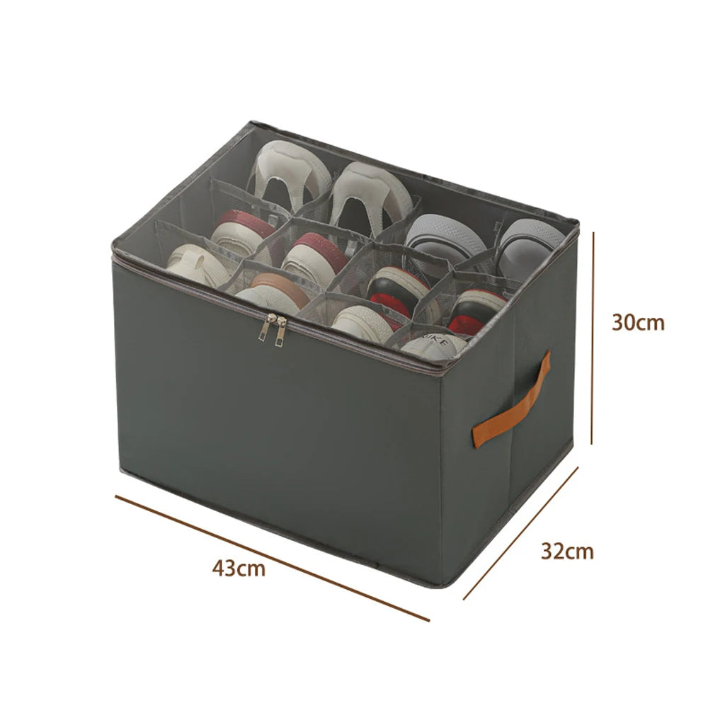 KindFuny 12-Pair Foldable Shoe Storage Box Organizer