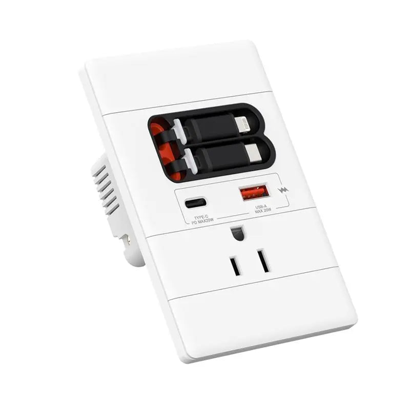 USB C Wall Outlet GaN PD20W Retractable Cables 4-Pack