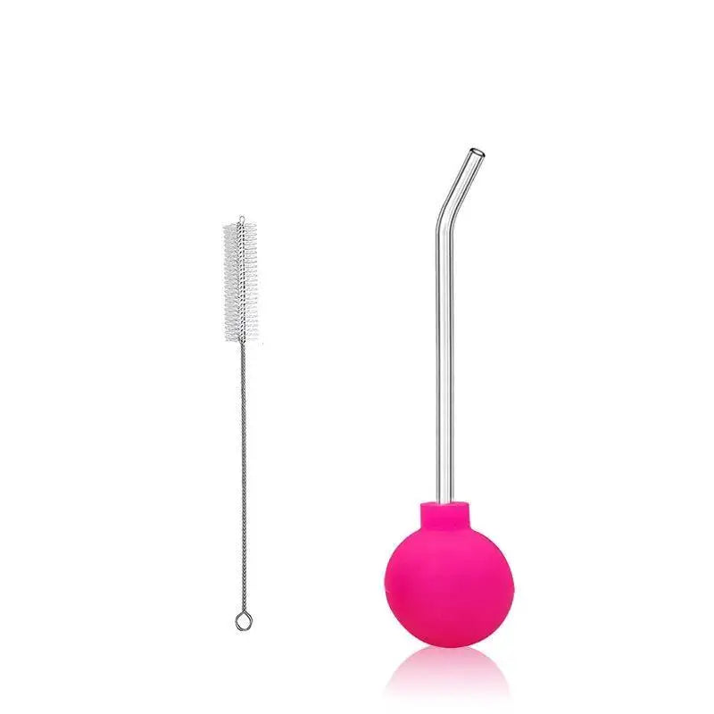 Silicone Irrigation Bulb Syringe with Curved Steel Tip & Brush