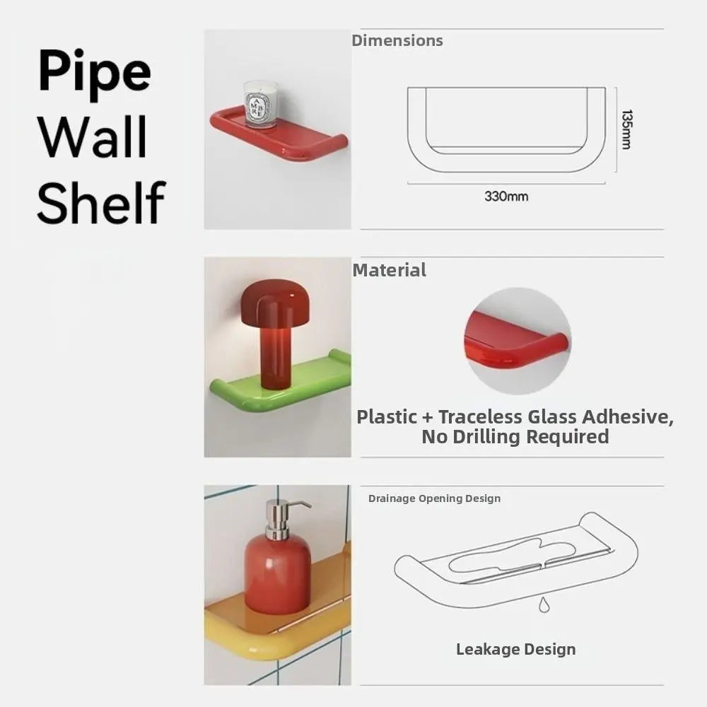 No-Drill Wall-Mounted Bathroom Storage Rack & Organizer