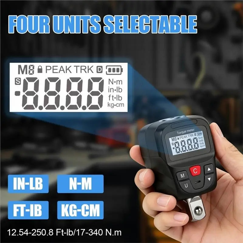 Digital Torque Tester 17–340 Nm Electronic Wrench Meter Adapter
