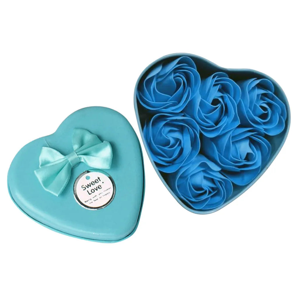 6-Pc Scented Rose Petal Soap Set in Heart Gift Box