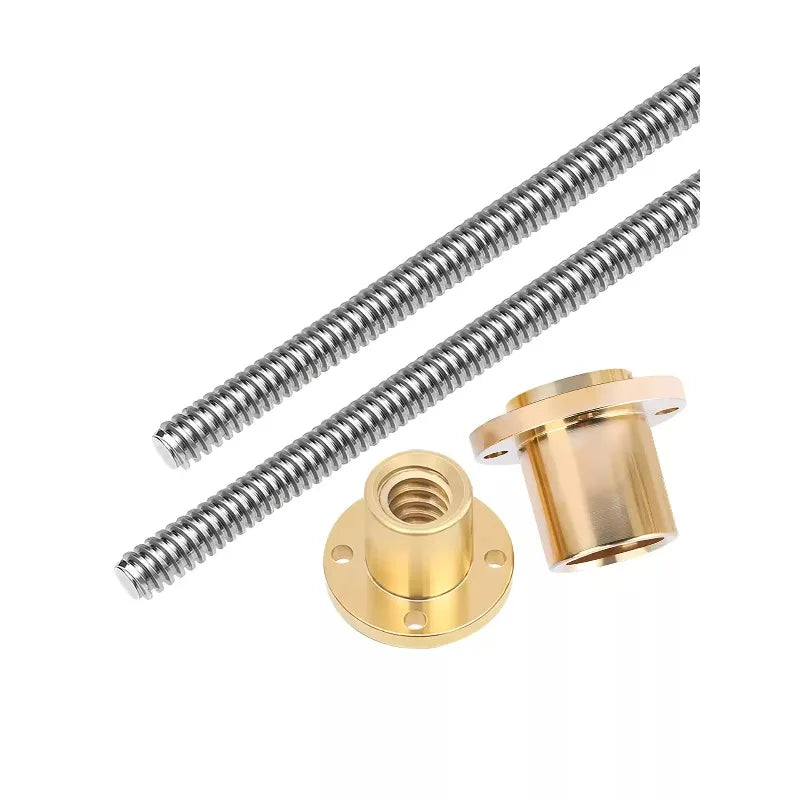T8 Lead Screw & Brass Nut 304 Stainless Steel – 2/4/8mm