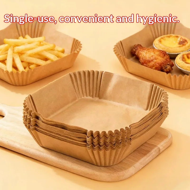 Square Air Fryer Disposable Paper Liners Non-Stick 50Pcs