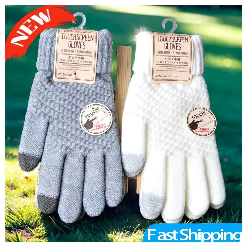 Women's Cashmere Knit Touch Screen Winter Gloves – Warm & Chic