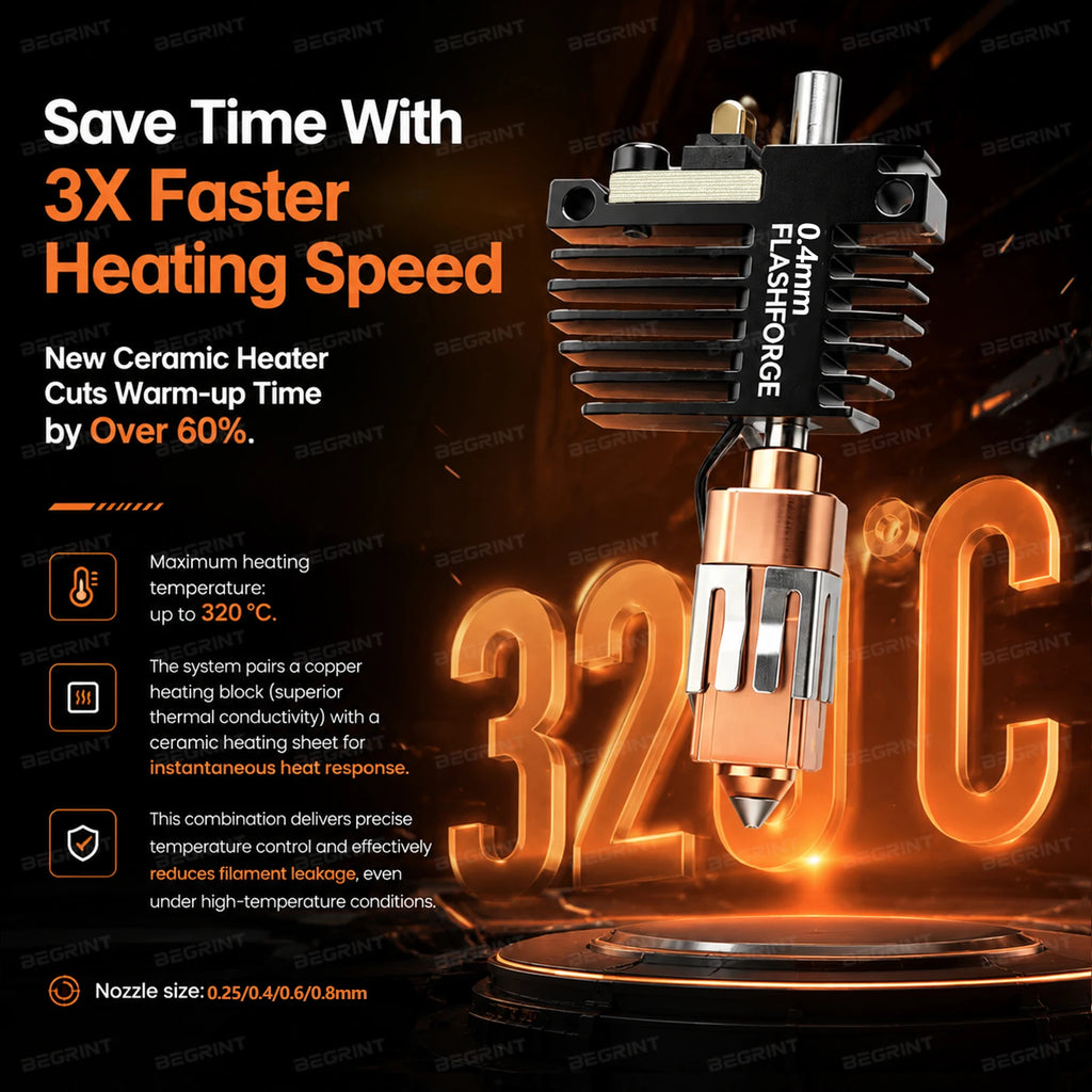 BEGRINT Hotend Assembly for Flashforge Creator 5 & 5 Pro | 0.2–0.8mm