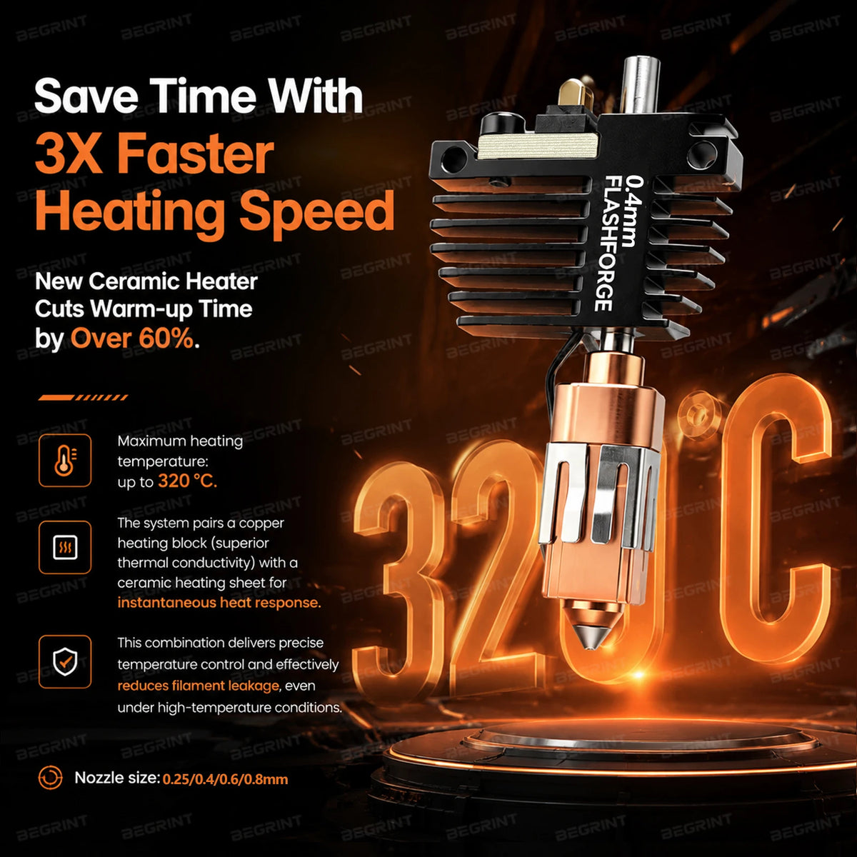 BEGRINT Hotend Assembly for Flashforge Creator 5 & 5 Pro | 0.2–0.8mm