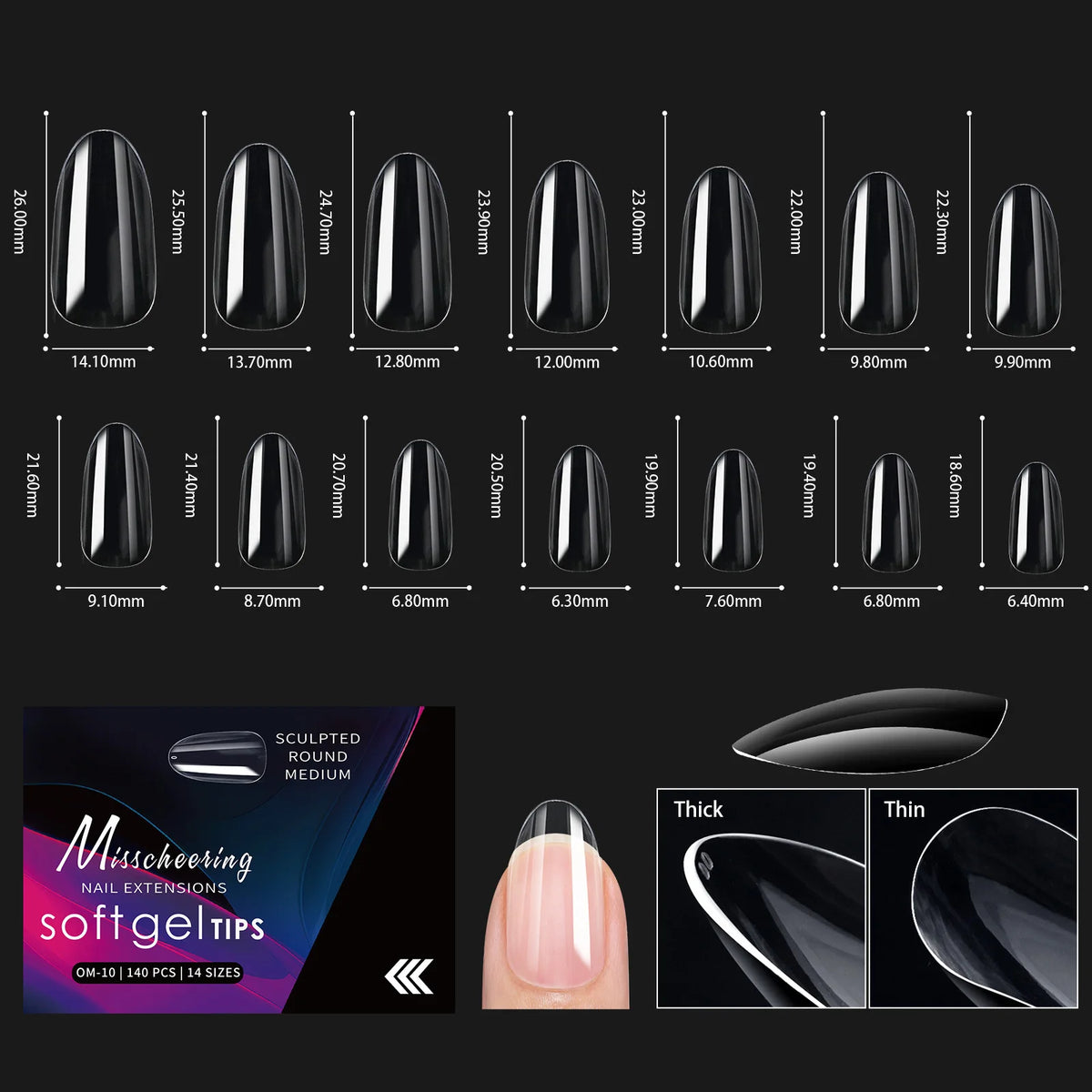 120pcs Clear Soft Gel Nail Tips – 14 Arch Styles Full Cover
