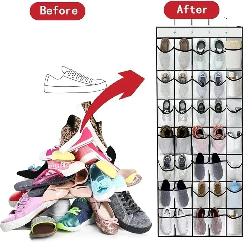Over the Door Shoe Organizer – 35 Large Mesh Pockets Hanging Rack