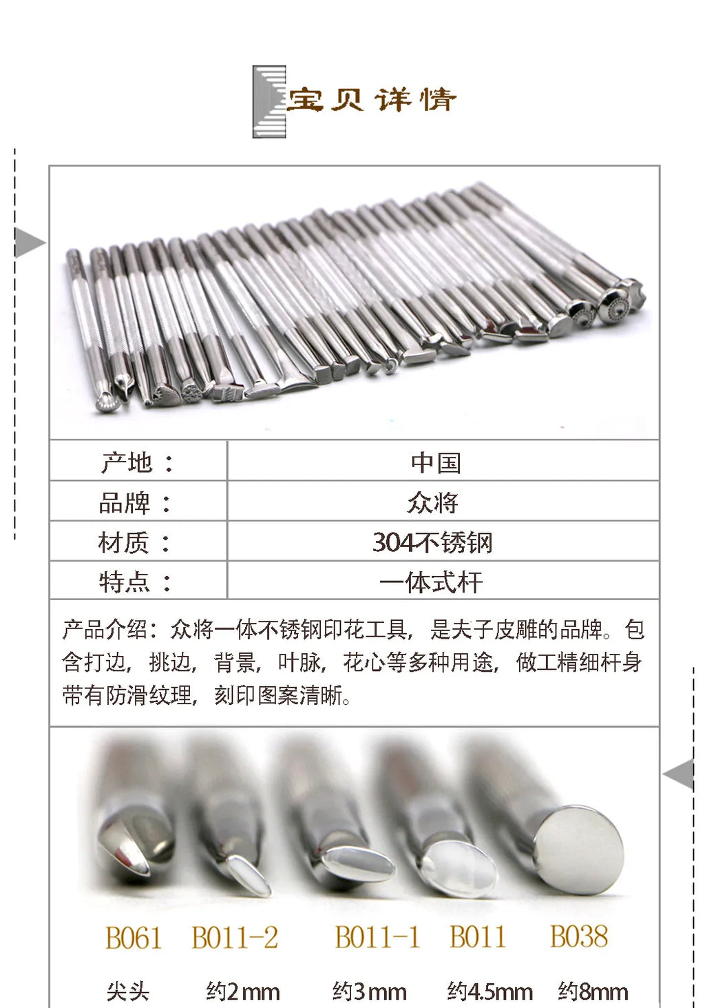 Stainless Steel Leather Edge Engraving & Printing Tool Set