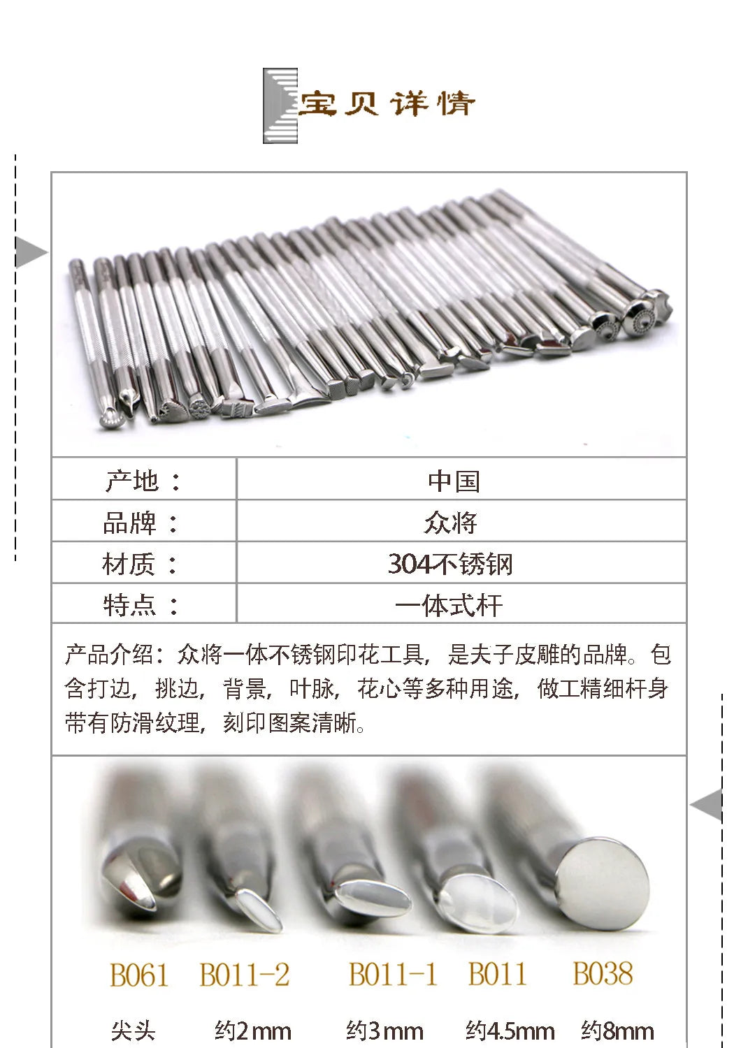 Stainless Steel Leather Edge Engraving & Printing Tool Set