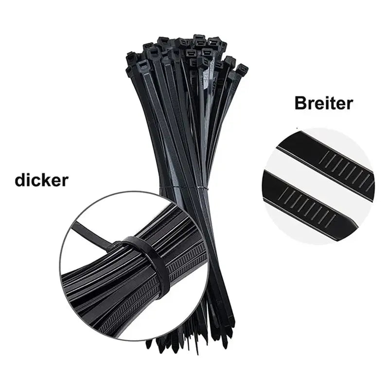Black UV Resistant Nylon Cable Ties 300mm x 7.6mm 200 Pack