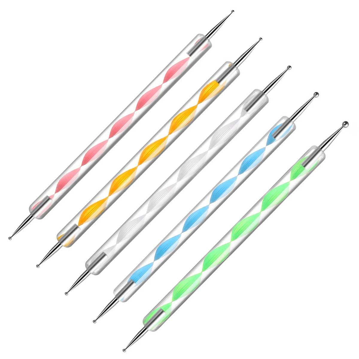 5-Piece Dual-End Nail Dotting Pen Set – Rhinestone Picker Tool