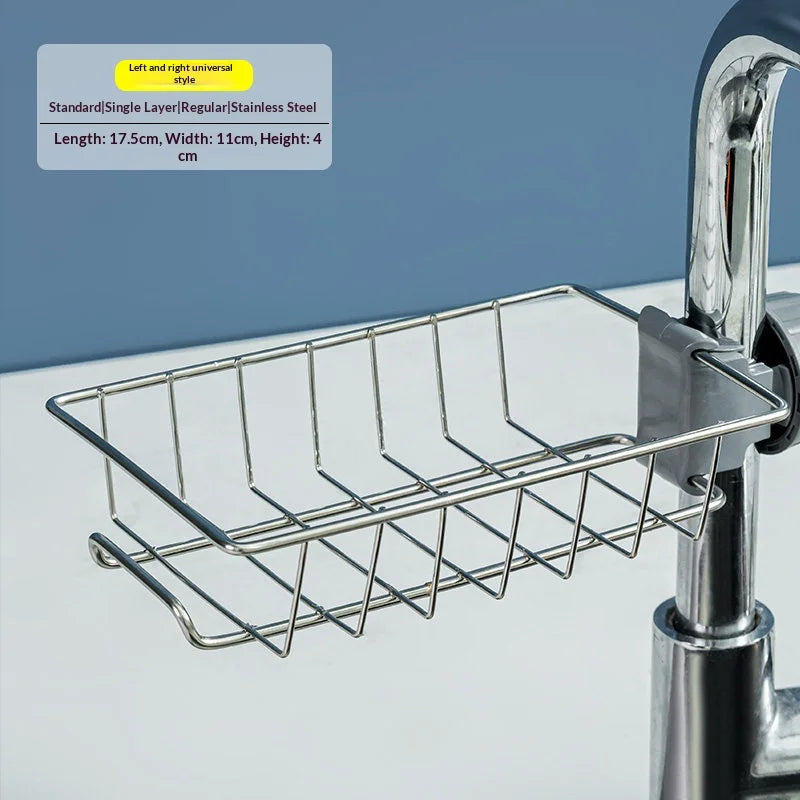 Stainless Steel Sink Organizer Rack – Sponge & Soap Holder