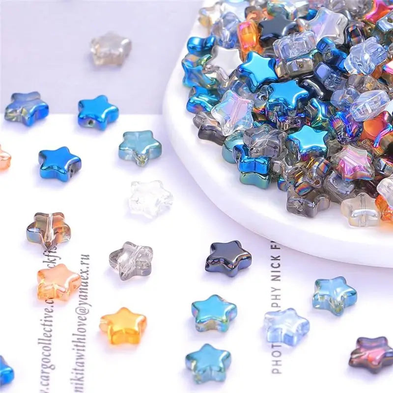 200Pcs Glass Crystal Star Spacer Beads – DIY Jewelry Making
