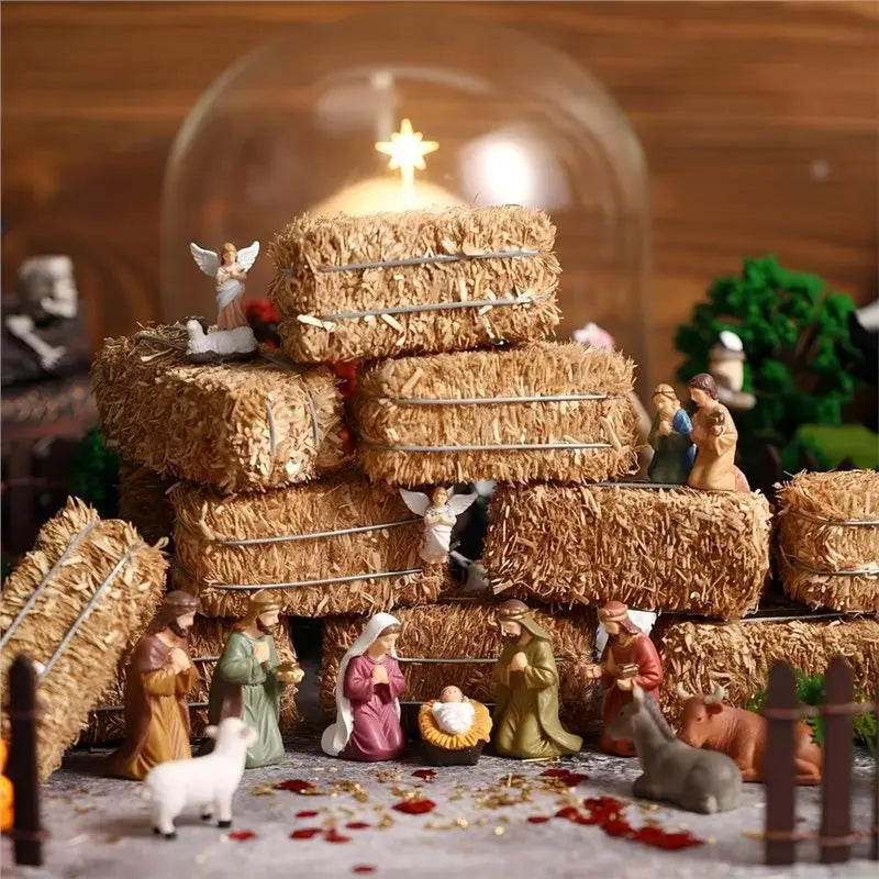 Mini Hay Bales Decor Set of 6 – Rustic Western Party Decoration