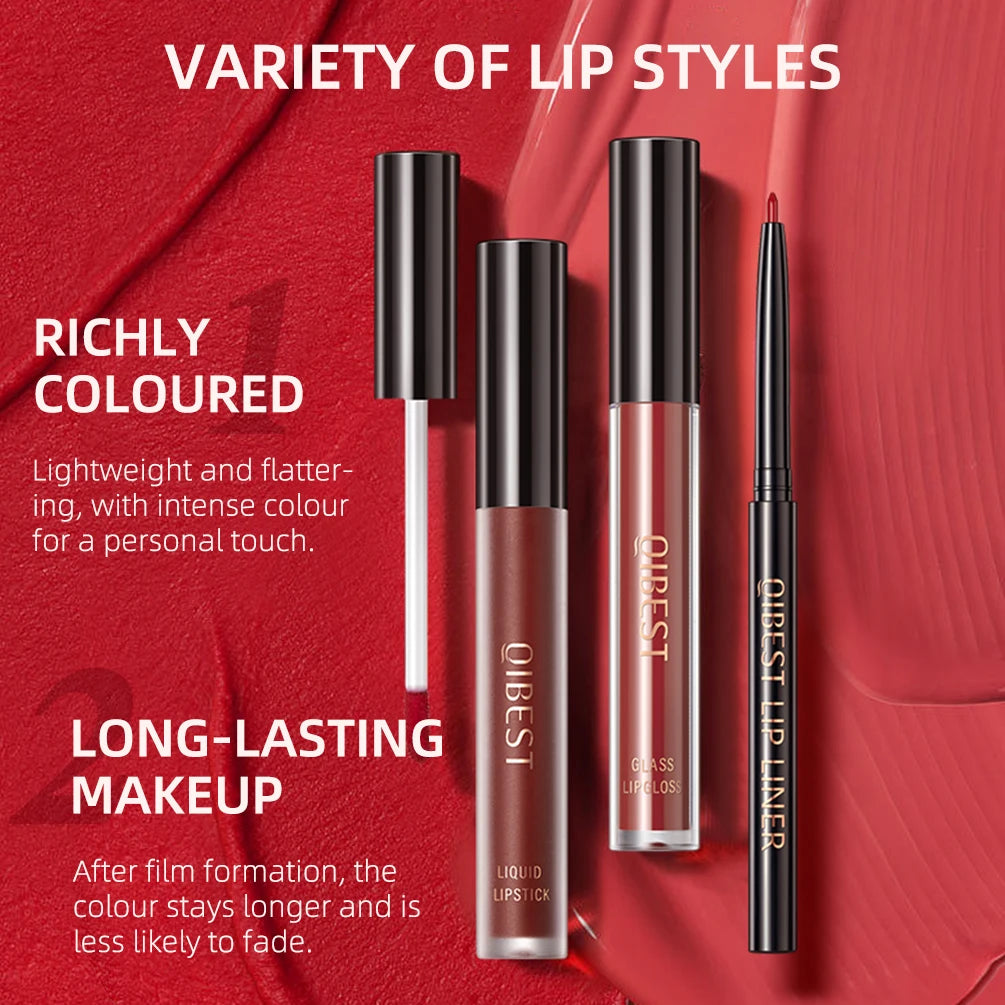 OREADEX 3-Pc Matte Liquid Lipstick & Lip Liner Set – Long Lasting