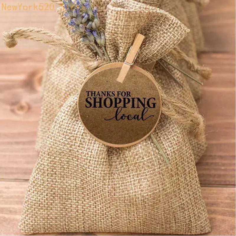 500 Kraft Paper "Thanks for Shopping Local" Round Stickers