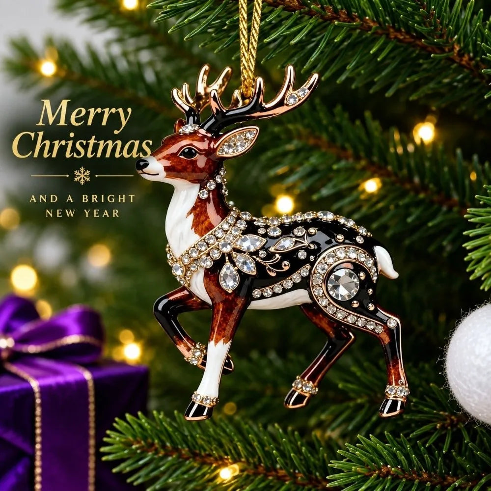 Rhinestone Goat Christmas Acrylic Pendant Keychain & Bag Charm