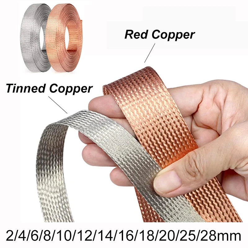 Tinned Copper Braided Expandable Cable Shielding Sleeve 2–28mm