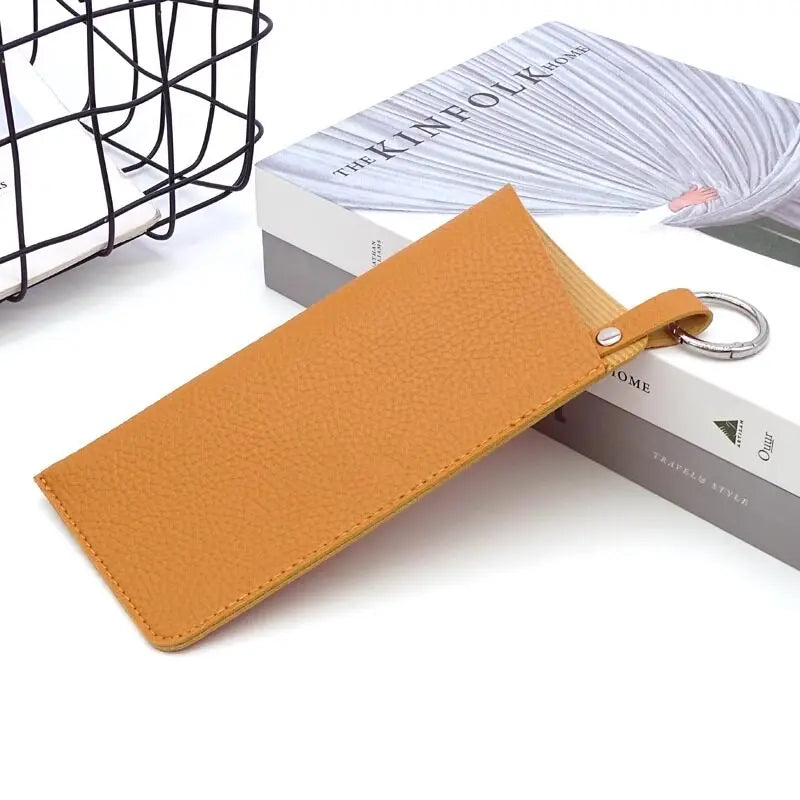 PU Leather Glasses Pouch – Anti-Scratch Sleeve with Key Ring