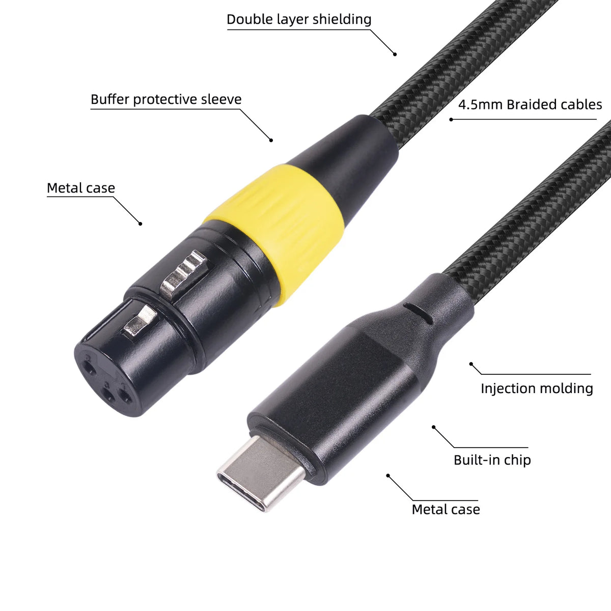 USB-C to XLR Female Microphone Cable 2M/3M | Type-C Audio