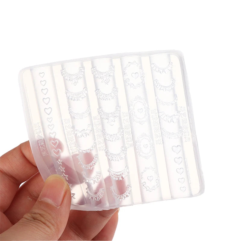 3D Lace Nail Art Silicone Mold – Star Heart French Skirt Stencil