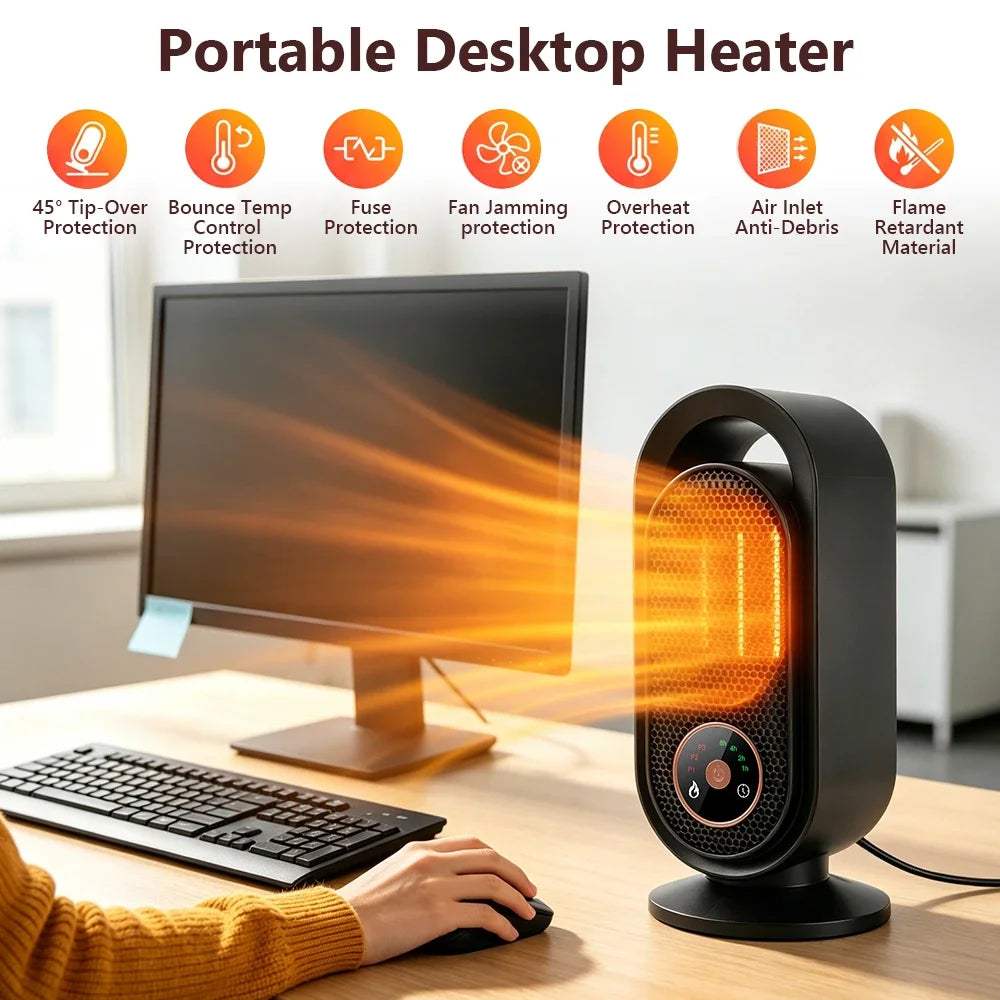 AFDEAL 1000W PTC Ceramic Desktop Space Heater with Timer