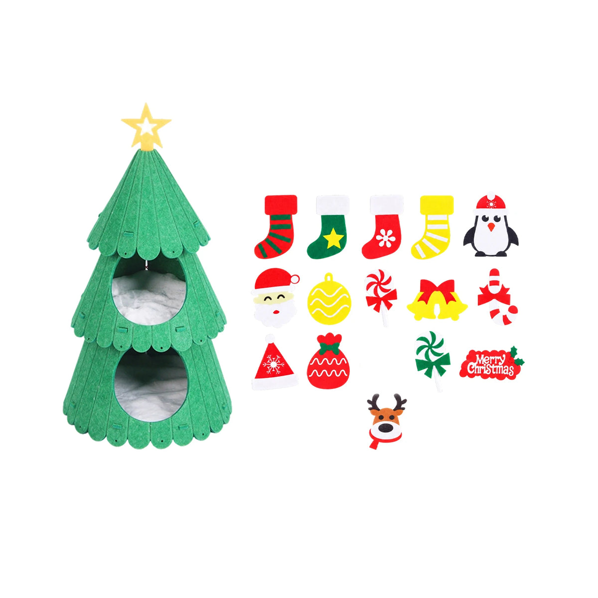 Christmas Tree Cat Bed – Double Layer Holiday Cat House