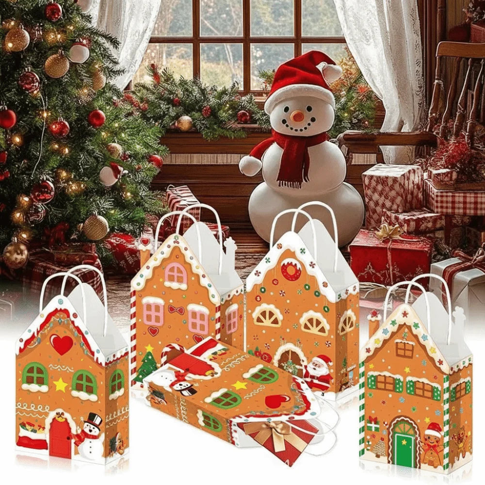 12-Pack Christmas Kraft Paper Gift Bags with Handles – Santa