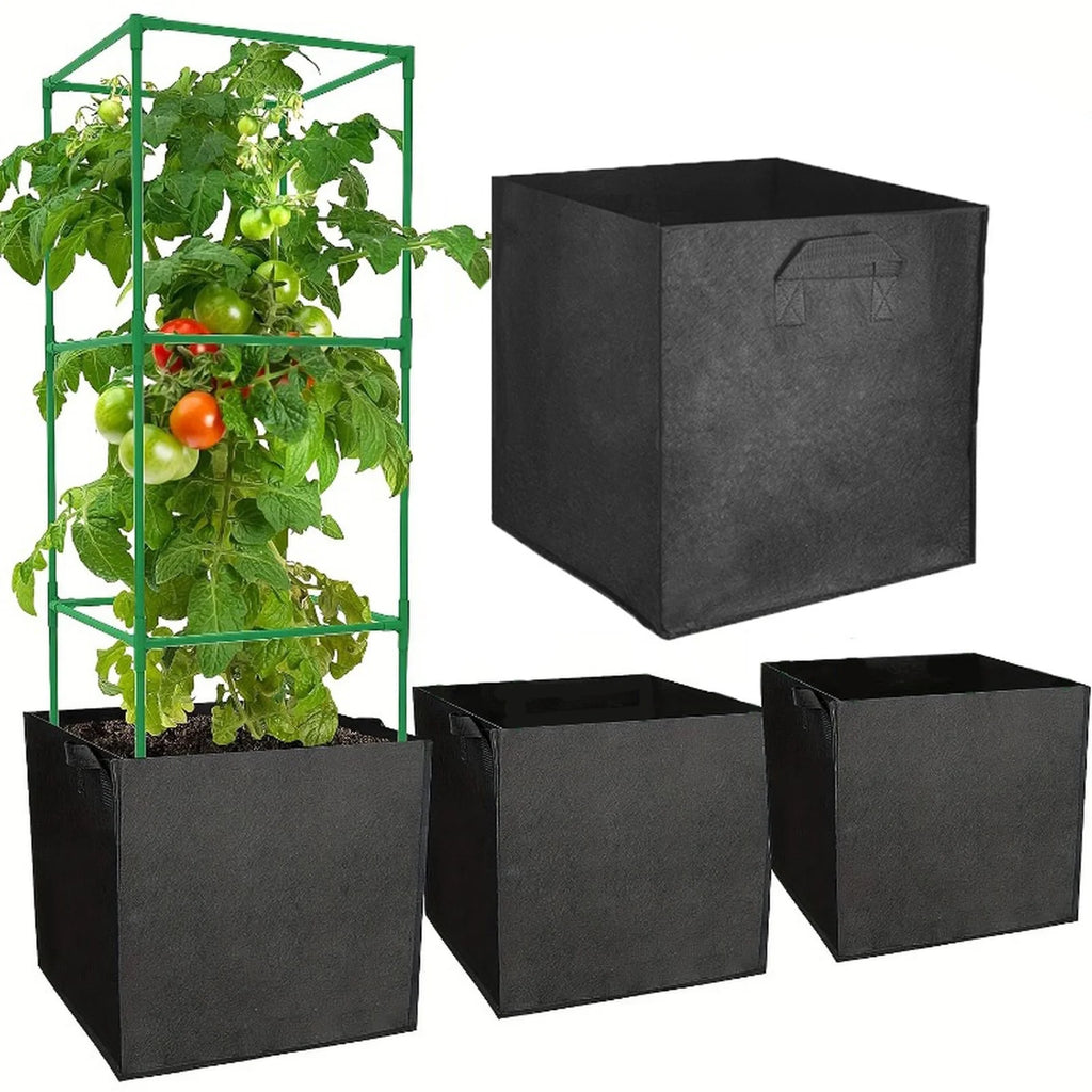 3-Pack Breathable Square Grow Bags with Handles 30x30x30cm
