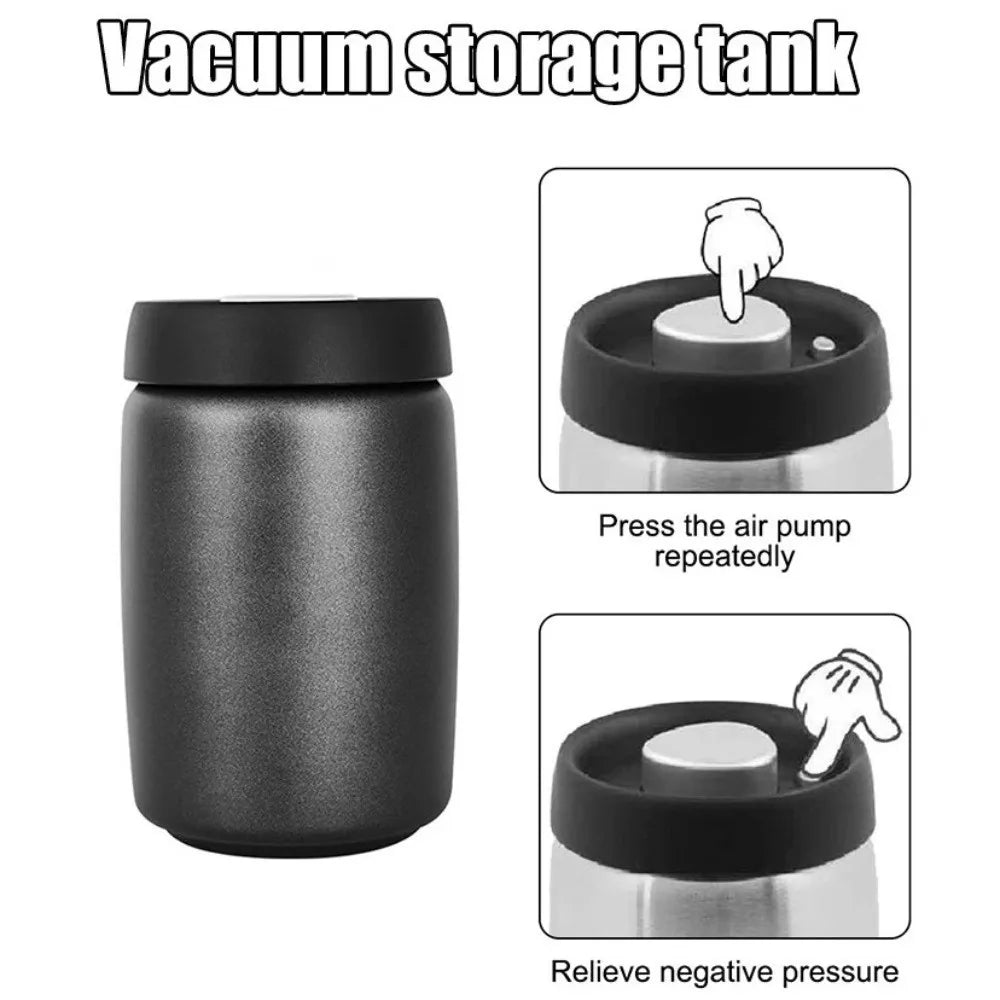 Vacuum Sealed Stainless Steel Coffee Bean Jar 400–1200ml