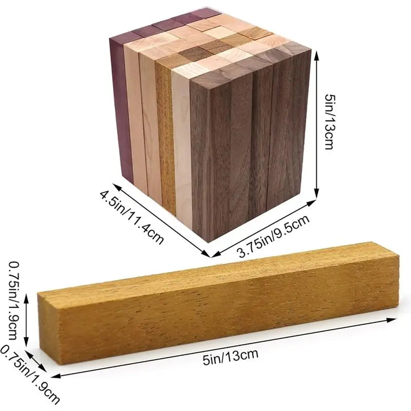 30-Pack Exotic Wood Pen Blanks for Woodturning – Kiln-Dried