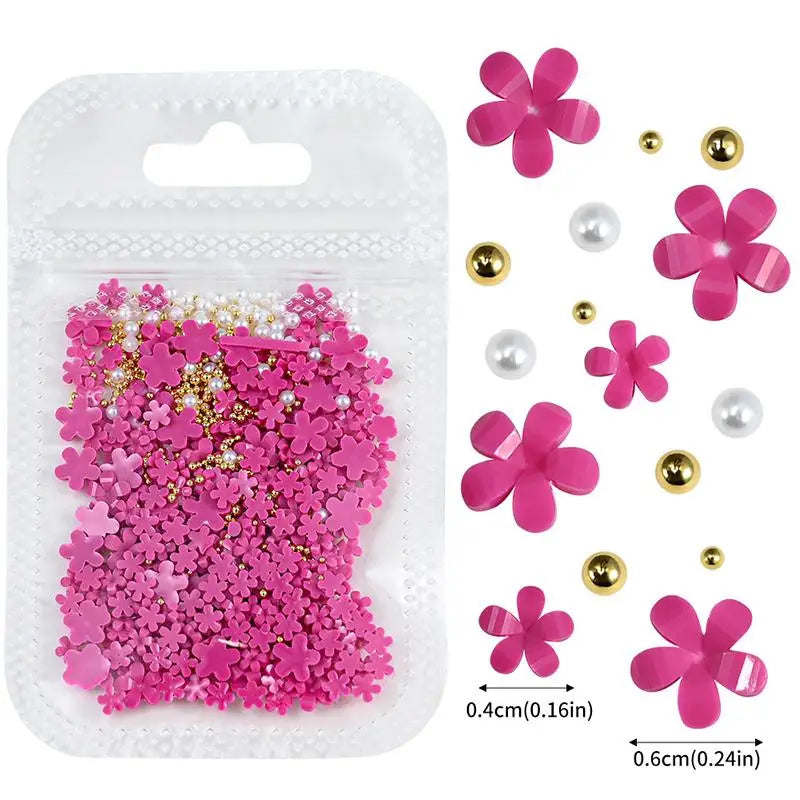 12-Grid 3D Flower Nail Art Charms – Rhinestones & Beads Kit