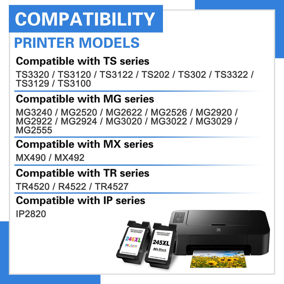 Canon PG-245XL CL-246XL Remanufactured Ink Cartridges Combo