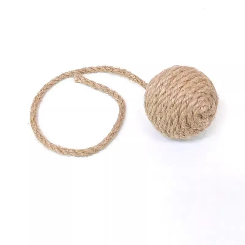 Natural Fiber Cat Toy Ball with Rattle Sound & Rope Tail – VIBE