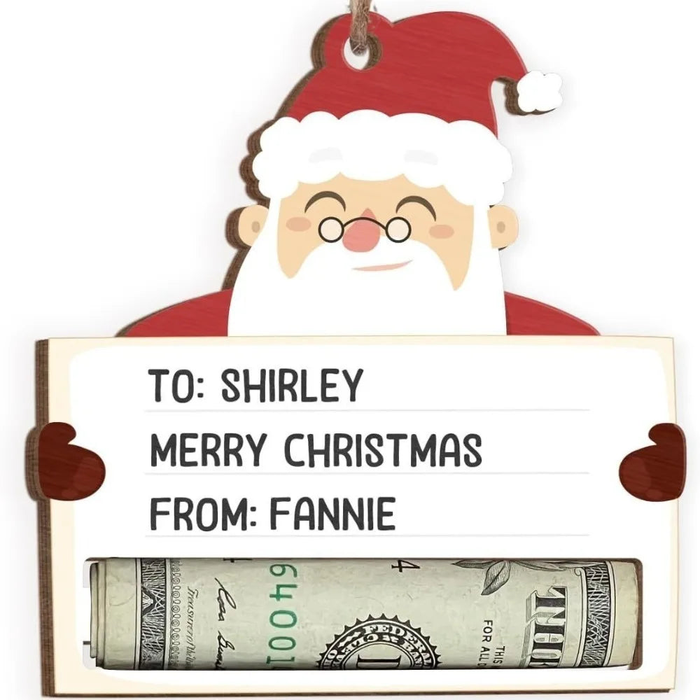 Wooden Christmas Money Card Holder DIY Gift Pendant