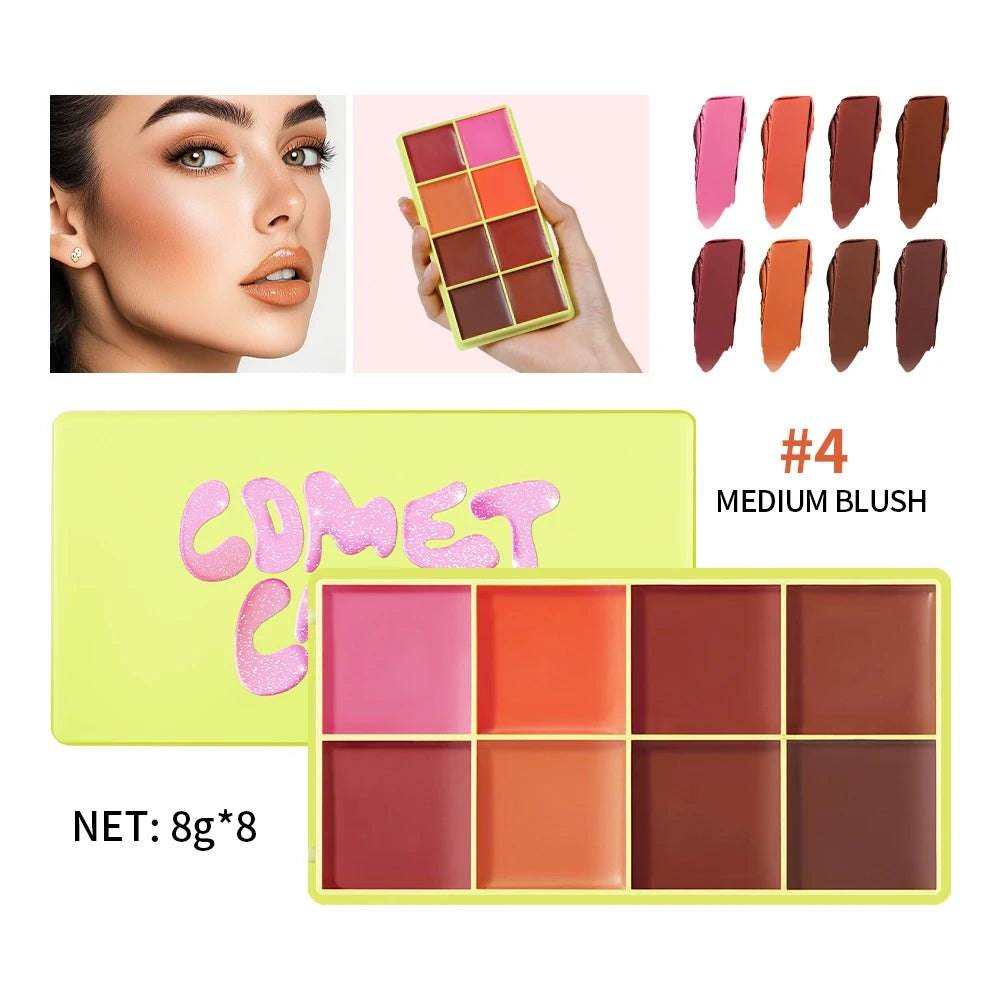 Cream Highlighter Blush Palette – Matte & Shimmer Finishes