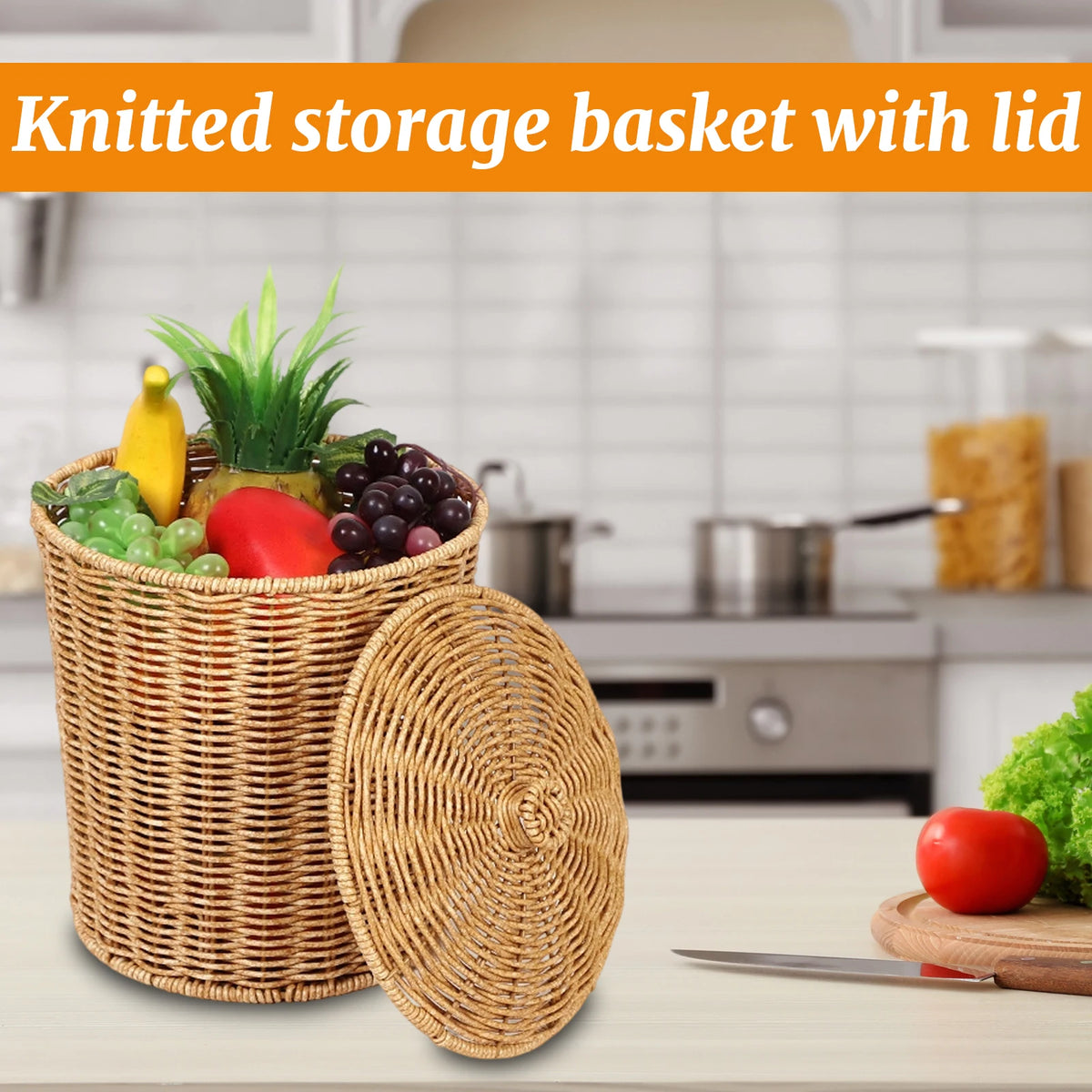 Handwoven Laundry Basket with Lid – Large Storage Bin