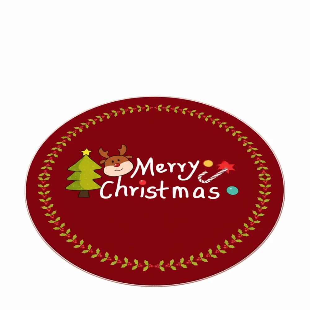 Santa Claus Round Christmas Rug Anti-Slip Washable 60/80cm