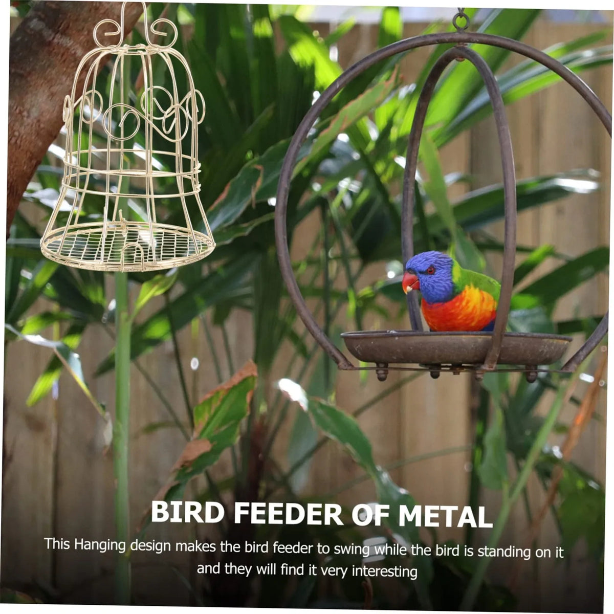 Gold Metal Hanging Wild Bird Feeder Cage – Fat Ball Holder