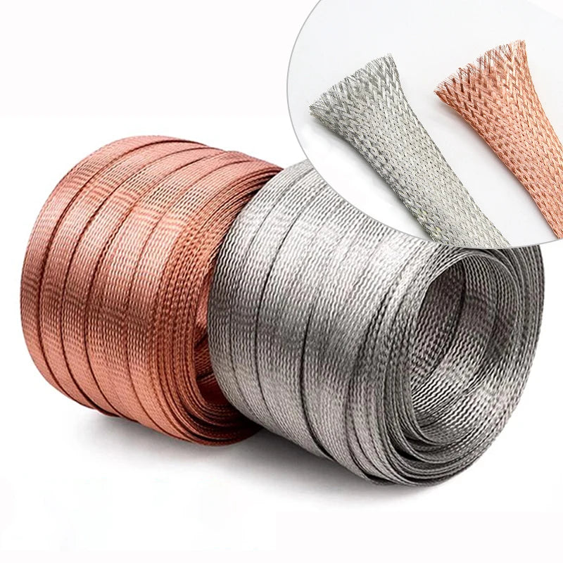 Tinned Copper Braided Expandable Cable Shielding Sleeve 2–28mm