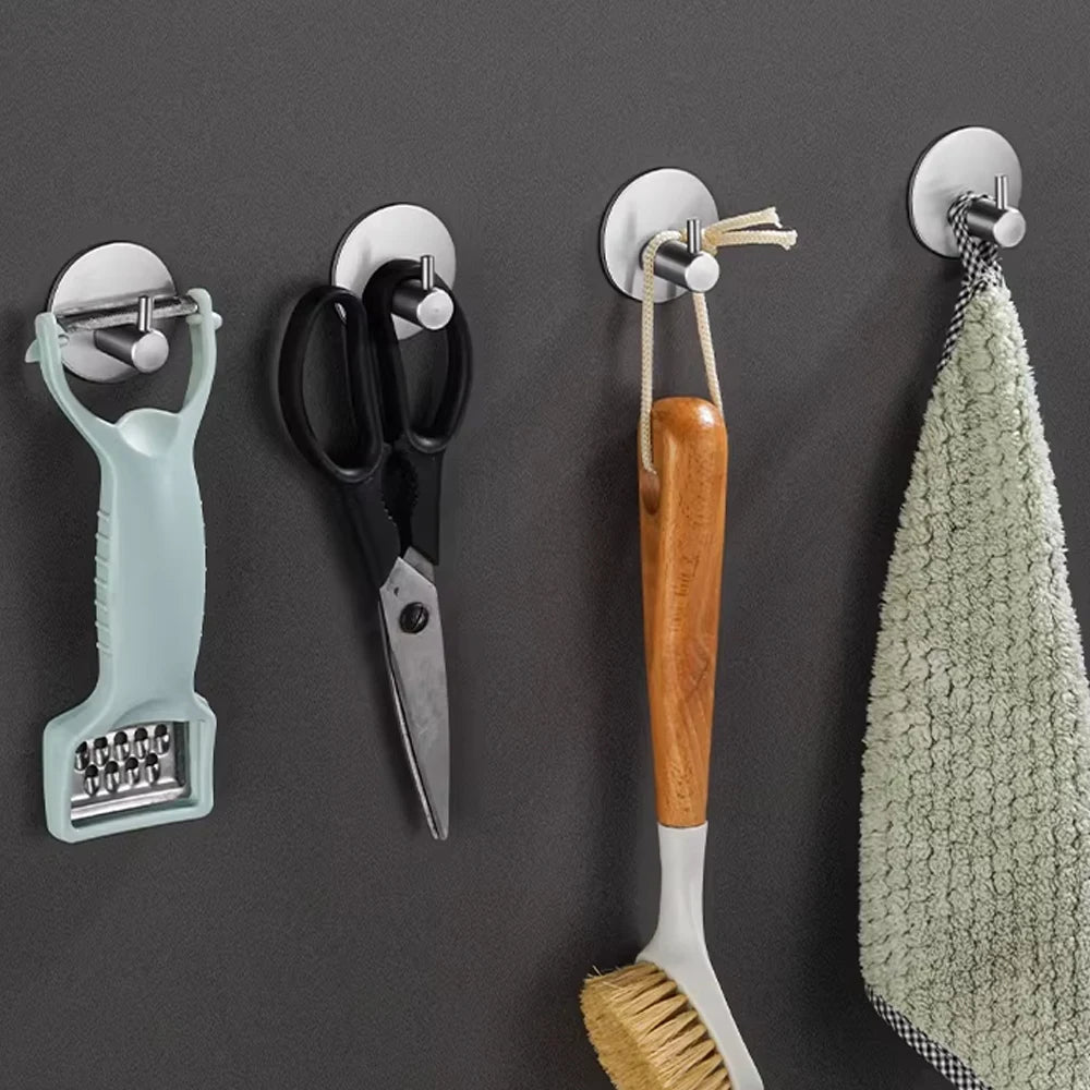 L-Shaped Stainless Steel Self-Adhesive Wall Hooks – Rustproof