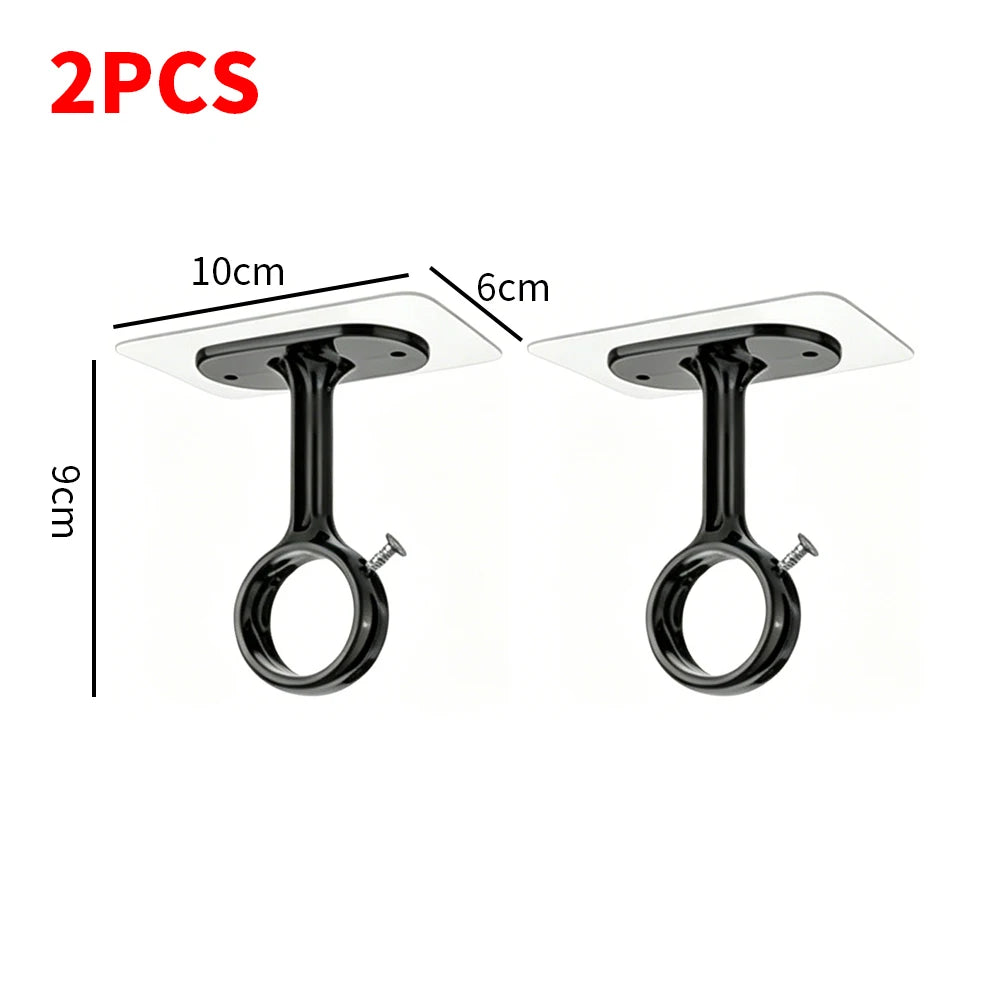 No-Drill Curtain Rod Brackets – Adhesive Ceiling & Wall Hooks