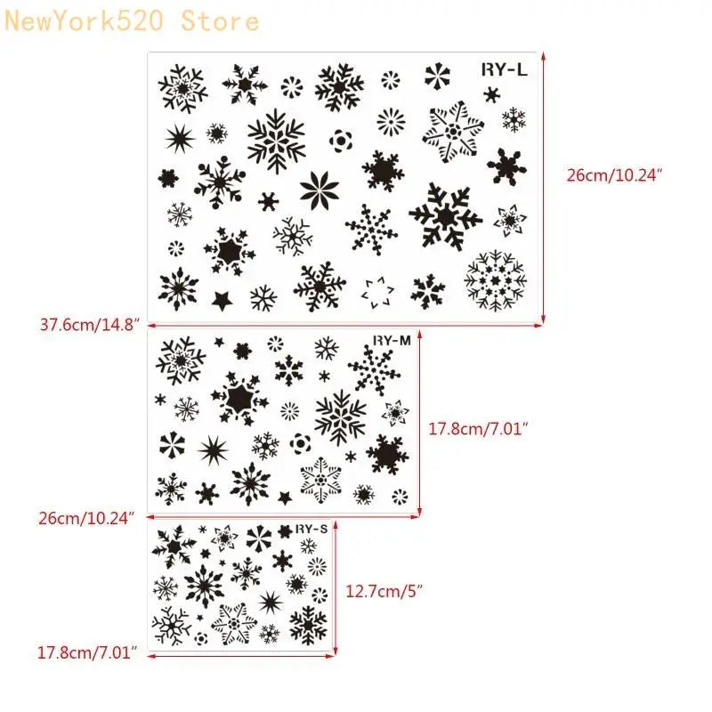 Christmas Snowflake Stencils Reusable PET Drawing Templates