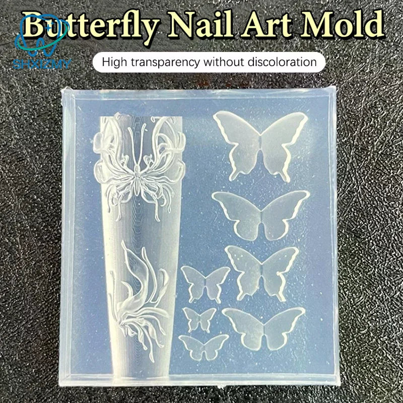Butterfly Silicone Nail Art Carving Mold – DIY Manicure Stencil